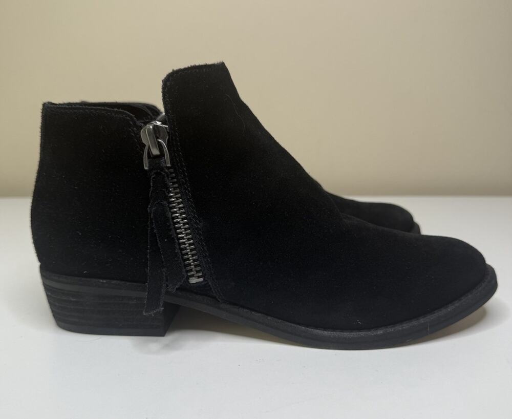 Dolce Vita Sutton Ankle Bootie Womens 9 Black Suede Leather Dual Side Zip Boot